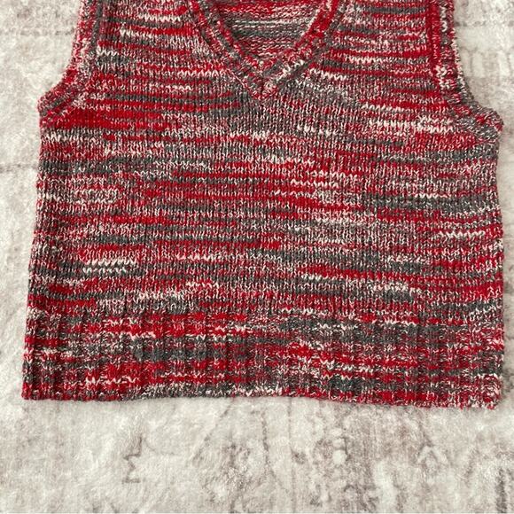 Re/Done 60s Sweater Vest Red Multi Knit Small Grandpacore - Picture 4 of 10